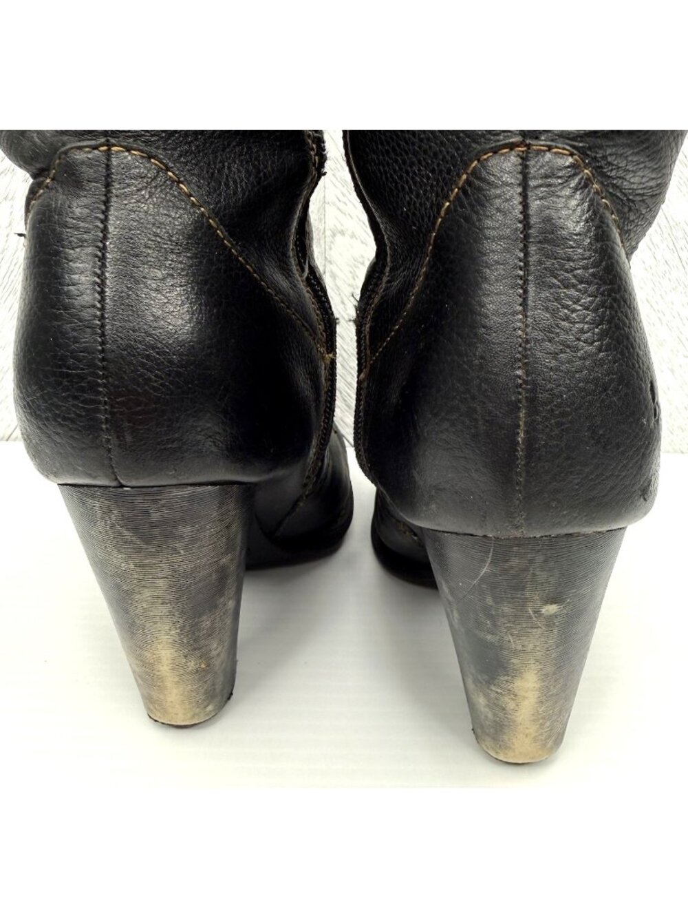 b.o.c. Knee High Boots Womens 6 Black Leather Comfort Side Zip Block Heel Y2K - Picture 6 of 15